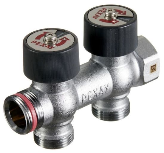 Распределительный коллектор Рехау 3/4"x3/4" - 2 отвода «евроконус» (арт. 11316443001)