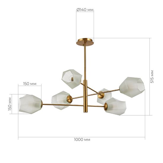 SLE205202-06 Светильник потолочный Латунь/Белый E27 6*60W TERRAMO