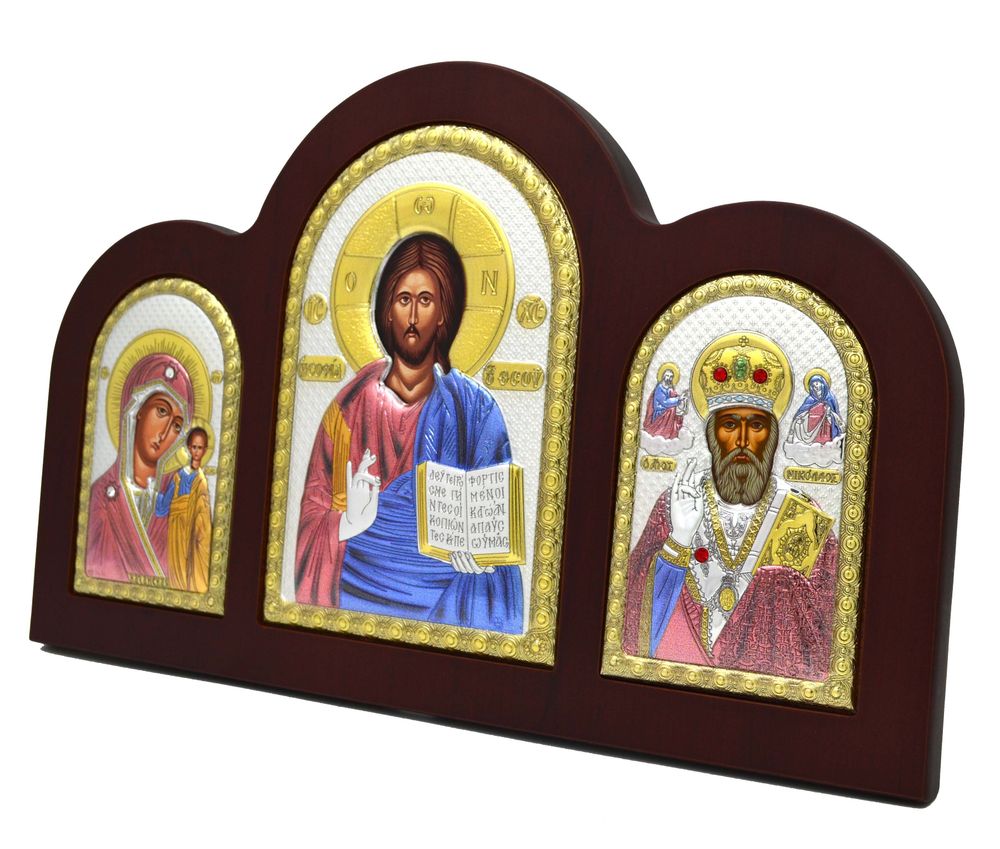 Триптих Казанская Божия Мать, Спаситель, Николай Чудотворец.