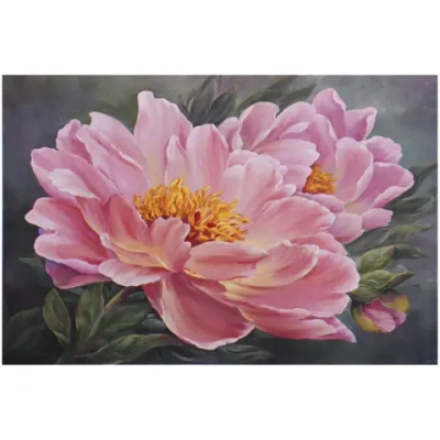 Алмазная мозаика на подрамнике с полным заполнением «МИР ЯРКИХ КРАСОК», цветущий пион, 20*30 см