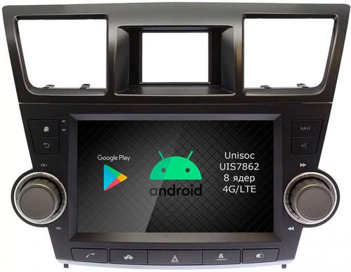 Магнитола для Toyota Highlander 2 2007-2013 XU40 - Airok RI-1122B Android 12, Быстрая, SIM-слот (кнопки + крутилки)