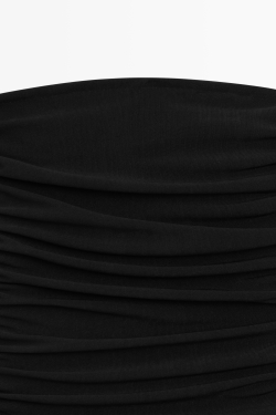 Massimo Dutti Платье миди объемного кроя без бретелей, черный