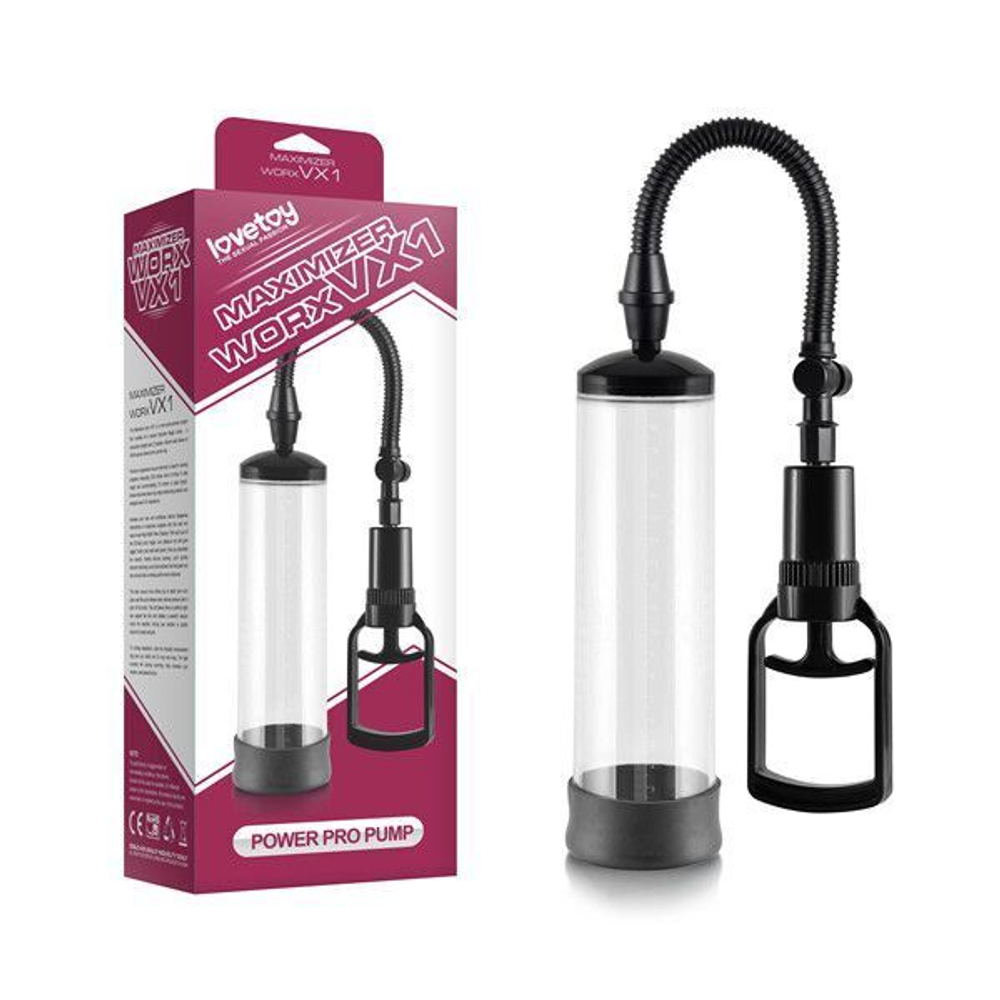 Вакуумная помпа с черным вкладышем Maximizer Worx VX1 Power Pro Pump - 20,3 см. (Цвет: прозрачный)