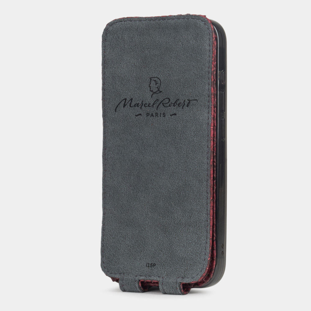 Чехол для iPhone 15 Pro Max из кожи питона, малинового цвета