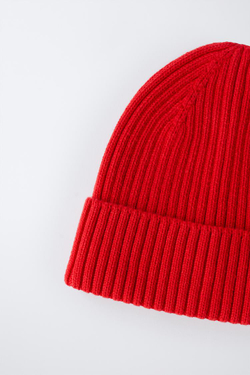 ZARA БАЗОВАЯ ВЯЗАНАЯ ШАПКА, КРАСНЫЙ
