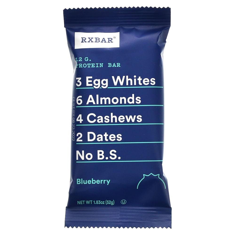 RXBAR, Протеиновый батончик, голубика, 12 батончиков, 52 г (1,8 унции)