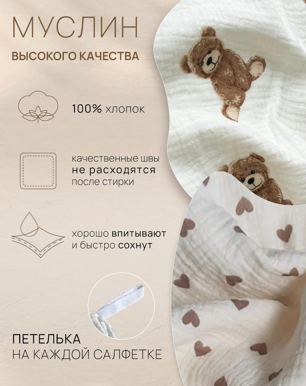 Салфетки из муслина 25*25 (набор 3шт)