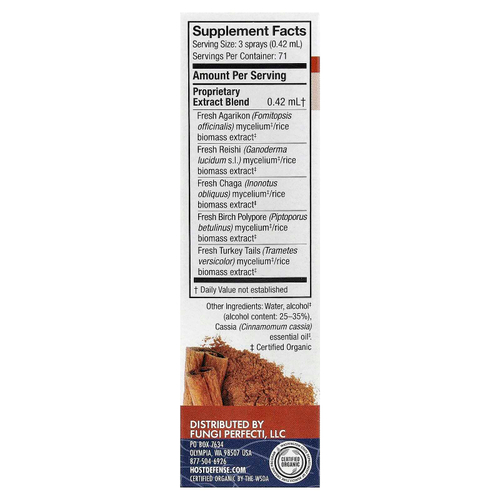 Host Defense, Mushrooms ™, спрей для щитовидной железы MycoShield®, корица, 30 мл (1 жидк. Унция)