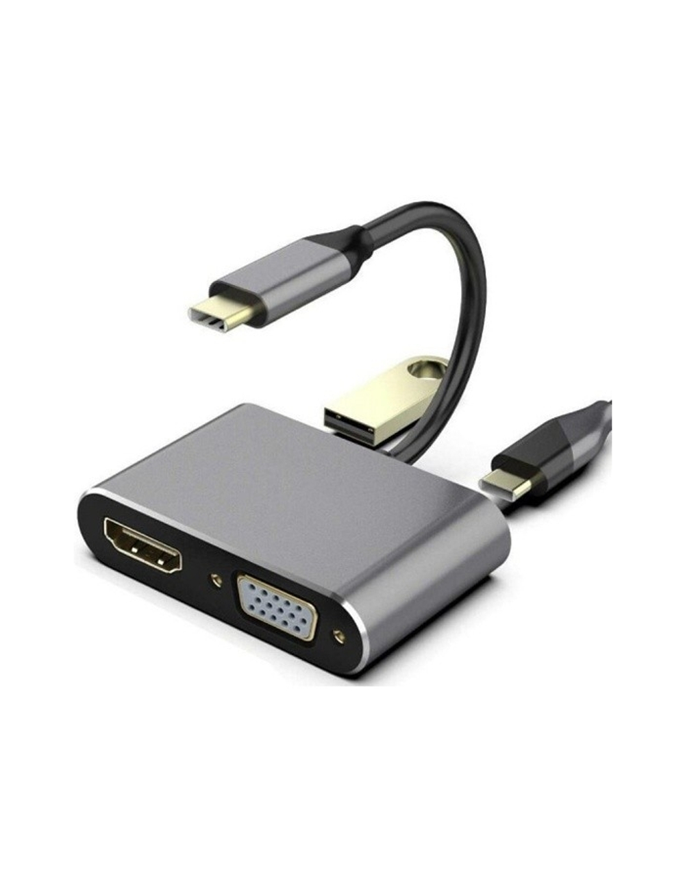 VCOM TUC055  Кабель-концентратор USB3.1 TypeCm --&gt;HDMI+USB3.0+PD+VGA Alum Grey 4K@30Hz, Telecom&lt;TUC055&gt;[6926123465530]