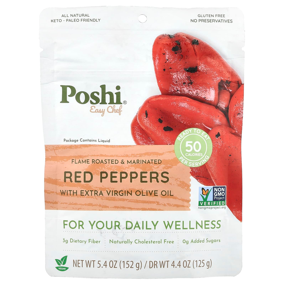 Poshi, Easy Chef, красный перец с нерафинированным оливковым маслом высшего качества, 152 г (5,4 унции)