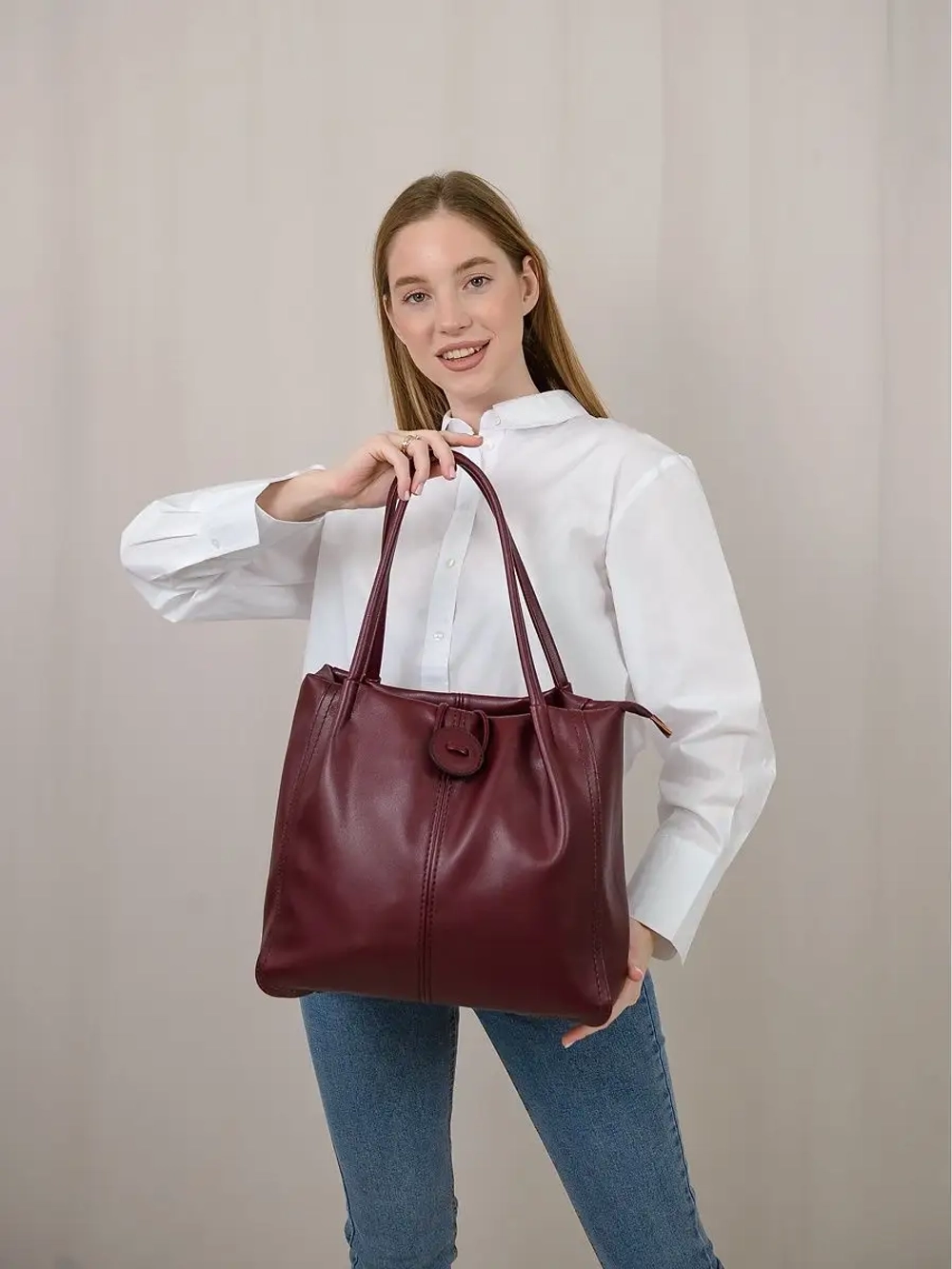 Сумка большая через плечо шоппер мешок