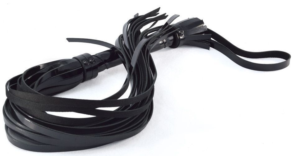 Шикарная чёрная лаковая плеть - 65 см. (Цвет: черный)