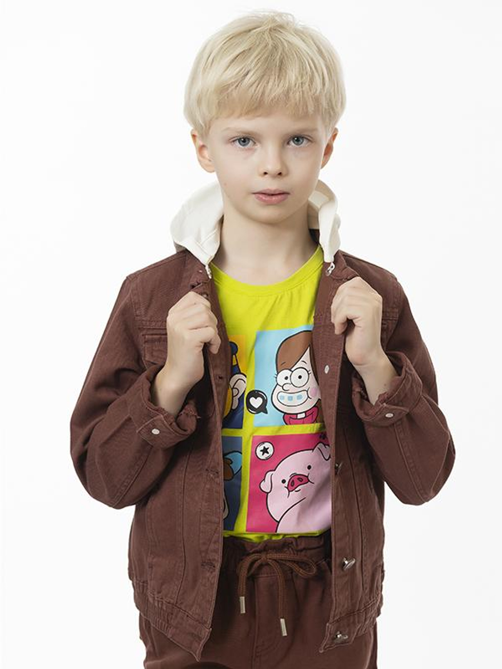 Куртка джинсовая для мальчиков манжеты и съемный капюшон р.110 5 лет в ассорт. 969910