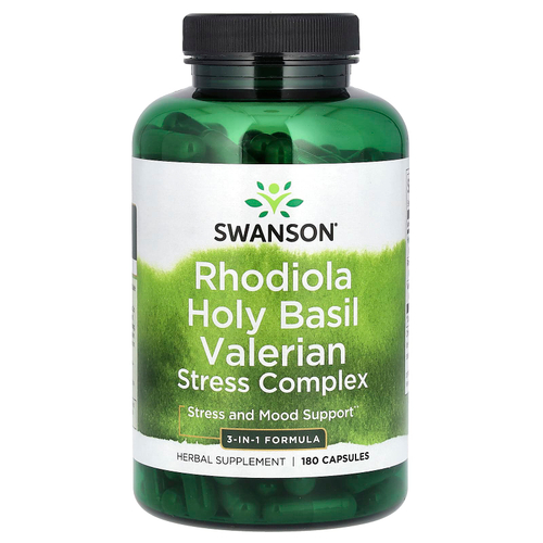 Swanson Vitamins, Комплекс родиолы базилика и валерианы, 180 капсул