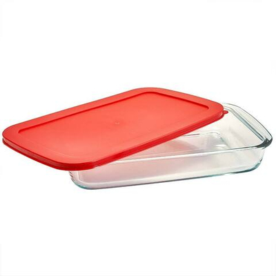 Форма для запекания прямоугольная с крышкой 2,5 л 352×213×52 мм из термостекла РК-0048/2 "ЗАБАВА"