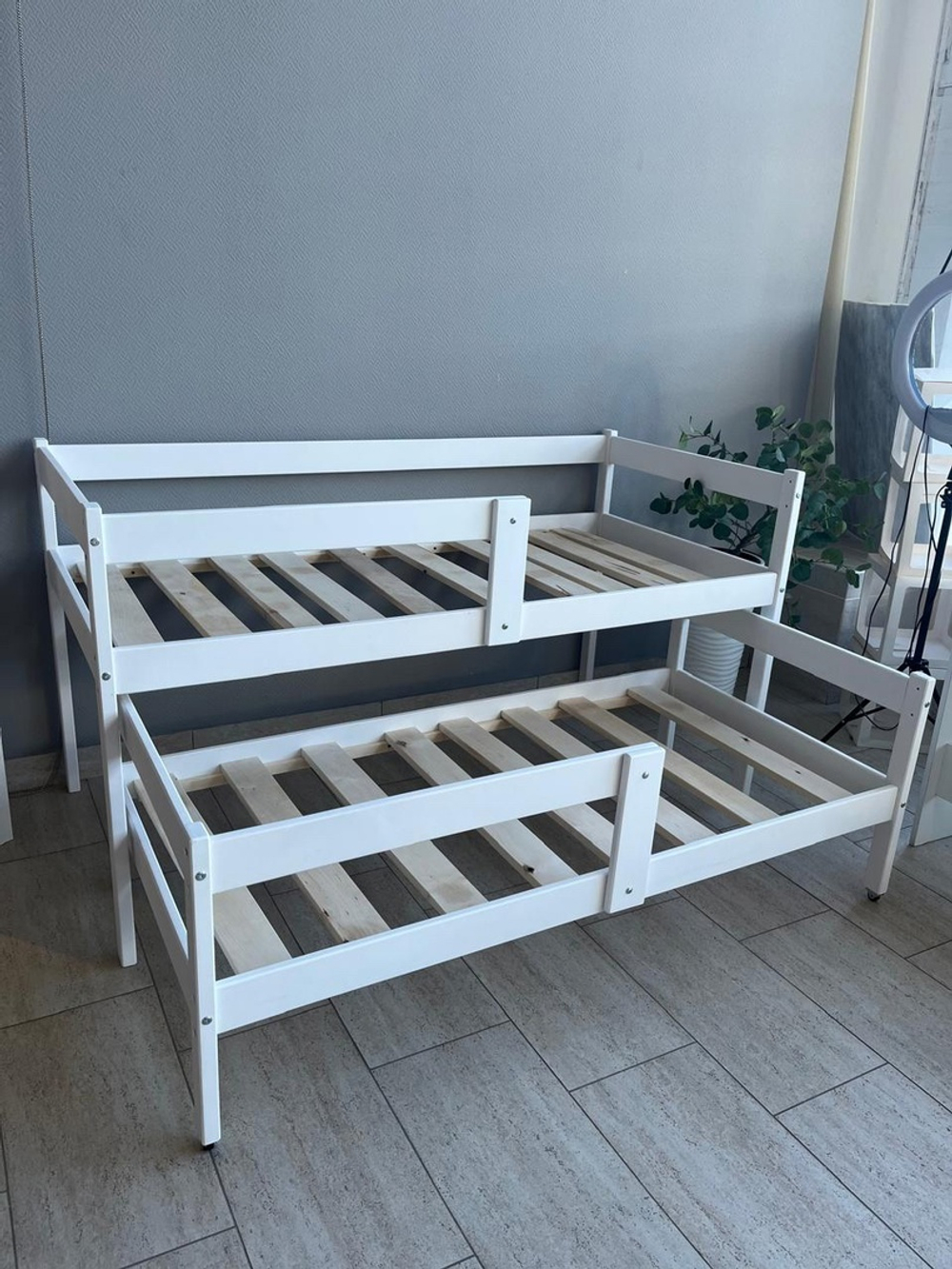 Кровать подростковая двухуровневая "Матрешка-Мини" 170*80/160*80 см белый 2 борта (СЧ)