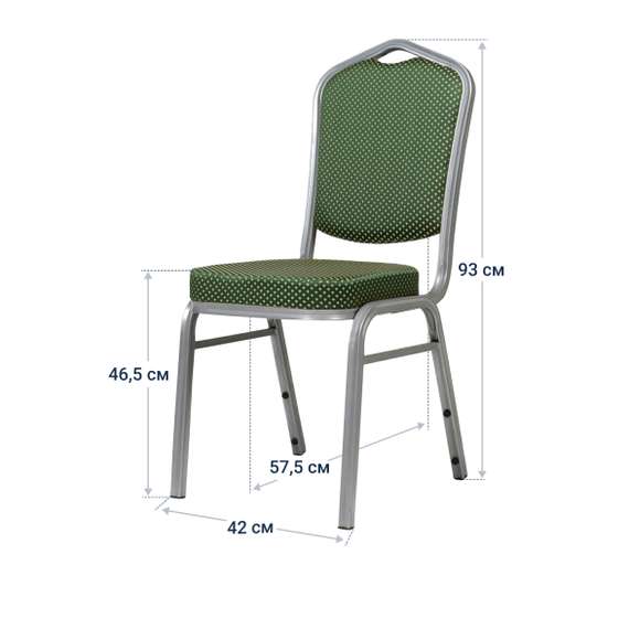 Стул Хит 25мм - серебро, зеленая корона