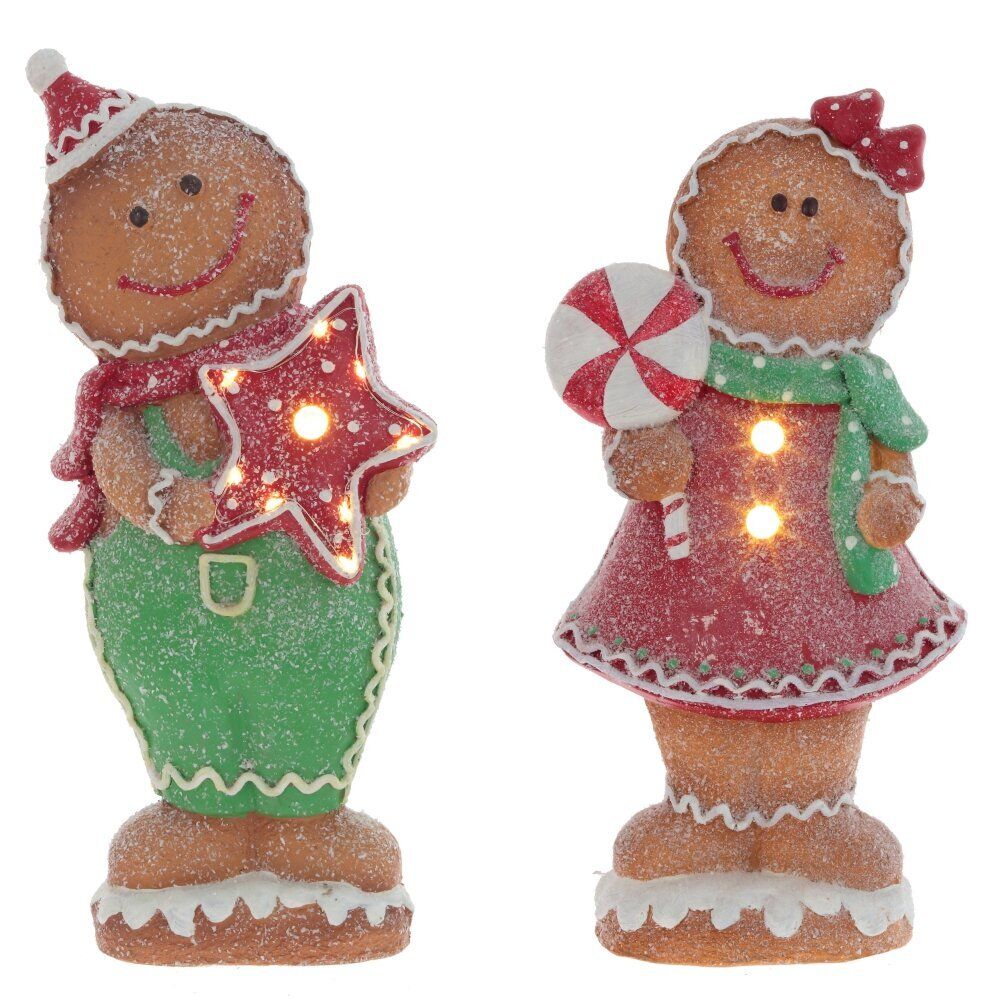 GAEM Фигурка декоративная с подсвет "Пряник: Мальчик/Девочка",(3хAAA), L21 W10,5 H42 см, 2в.