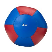 Медбол 3C146-K64, 4кг, иск.кожа, наполнитель резиновая крошка, диам. 21 см, маш сшивка, сине-красный