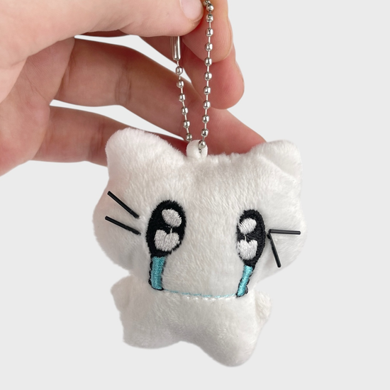 Мягкий брелок Белый котик плачущий