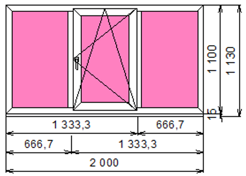Пластиковое окно 1100 х 2000 ТермА Эко
