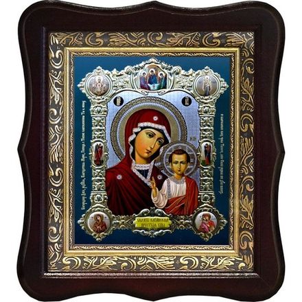 Казанская  Божья  Матерь. Печатная икона с рельефным тиснением.