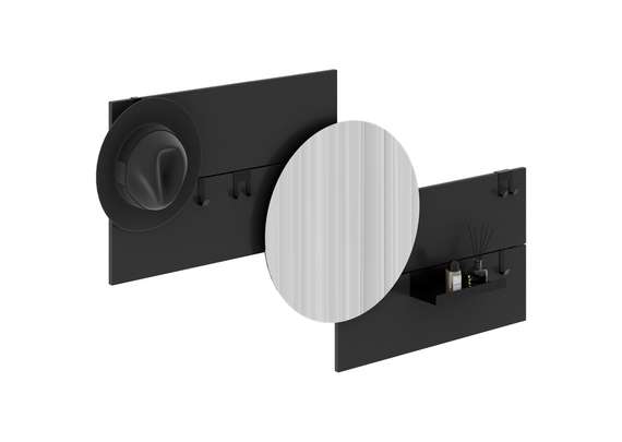 Вешалка Stripe M горизонтальная с зеркалом D 60 см (черный)