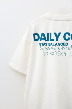 ZARA ФУТБОЛКА С НАДПИСЬЮ, ЭКРЮ