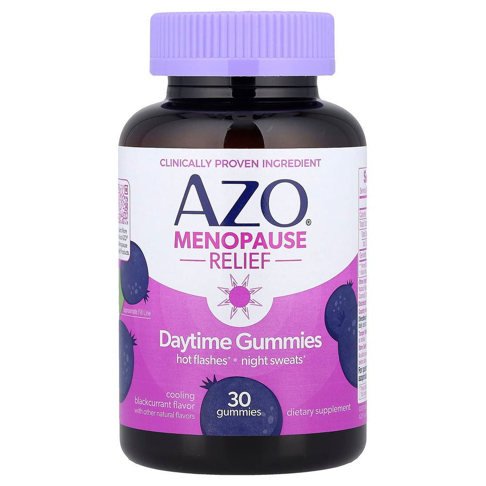 AZO, Menopause Relief, дневные жевательные мармеладки, охлаждающая черная смородина, 30 жевательных таблеток