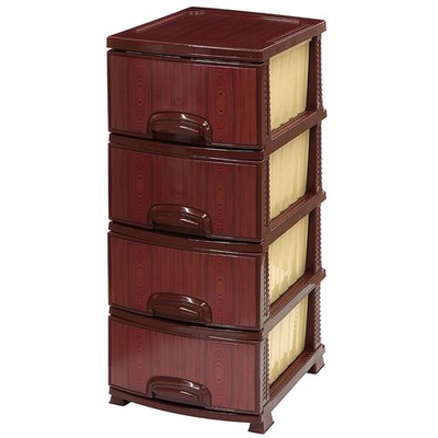 Комод 4 ящика, Красное дерево, 38х48х93 см, т-корич, РП-421, Росспласт