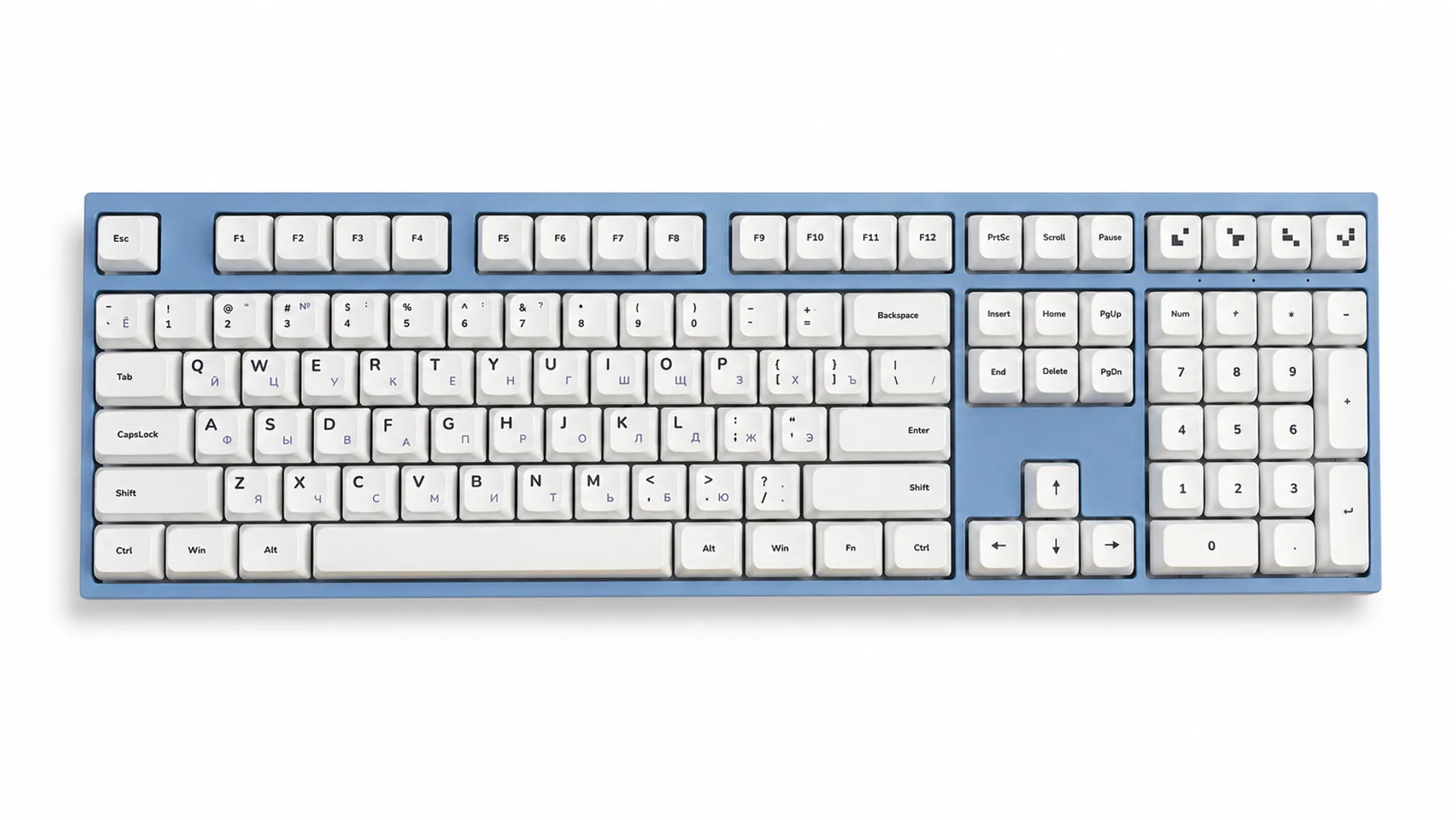 Custom Varmilo Sea Melody V3 108, механическая клавиатура на белом фоне