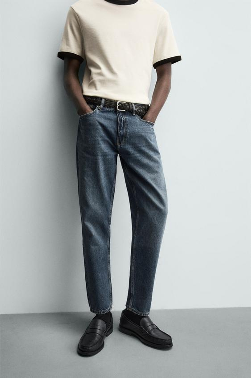 ZARA ДЖИНСЫ SLIM TAPERED FIT, СИНИЙ