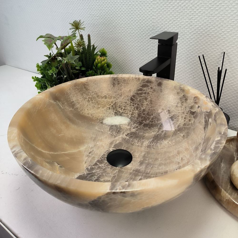 Раковина из оникса Bowl Grey TinLip BO-62967 45*45*17 42