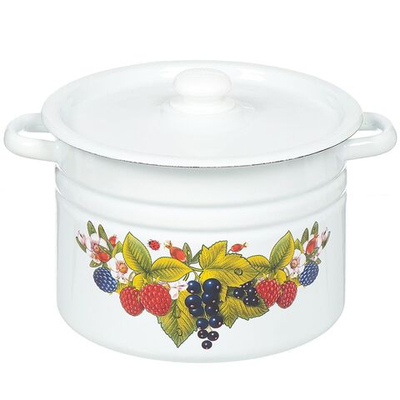 Кастрюля сталь, эмал, 8 л, с крыш, с декором, Сиб товары, С1620/.3/*67/.3*119/*78/39, индукц