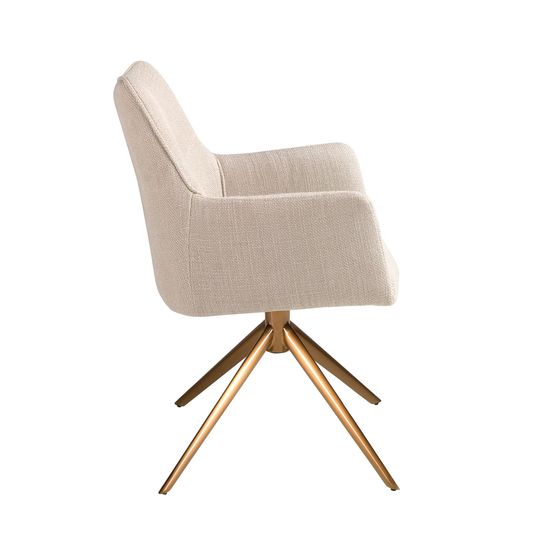 Поворотное кресло 4237 из кремовой ткани