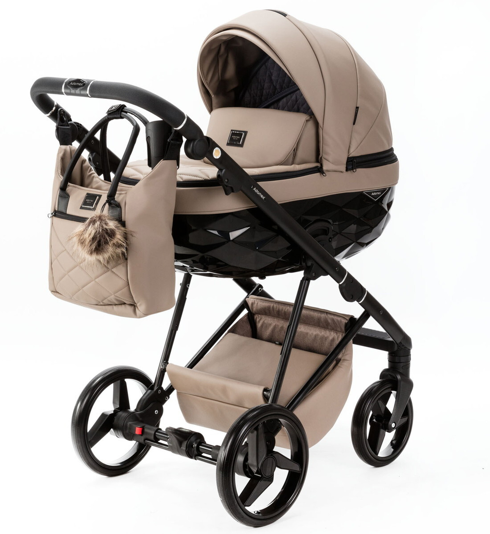 Детская коляска Adamex Quantum Deluxe 2 в 1 Q-SA9-K (Т.БЕЖ КОЖА 100%)