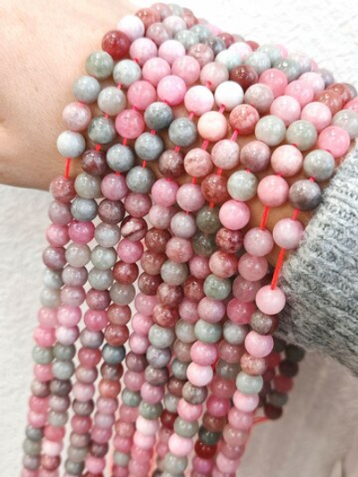 6270-рм8 Кальцит "Розовый микс" шар гладкий 8мм, нить 38см