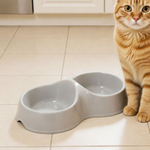 Миска для кошек 0,2л двойная (серый)