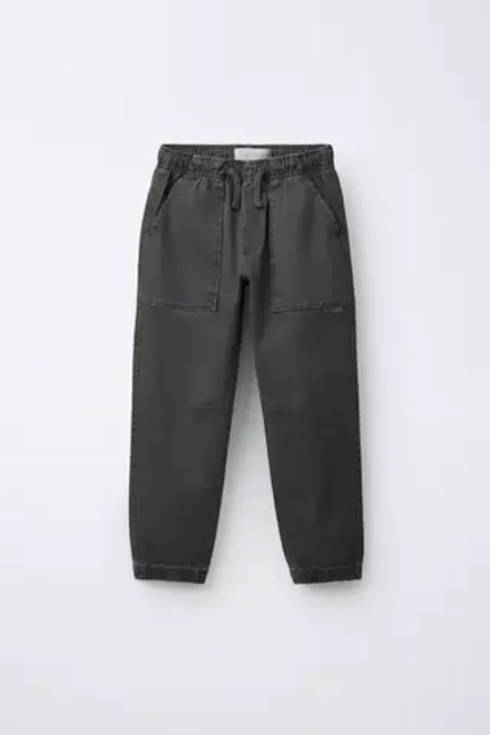 ZARA БРЮКИ-ДЖОГГЕРЫ ИЗ ЭЛАСТИЧНОЙ ТКАНИ, АНТРАЦИТОВЫЙ-СЕРЫЙ