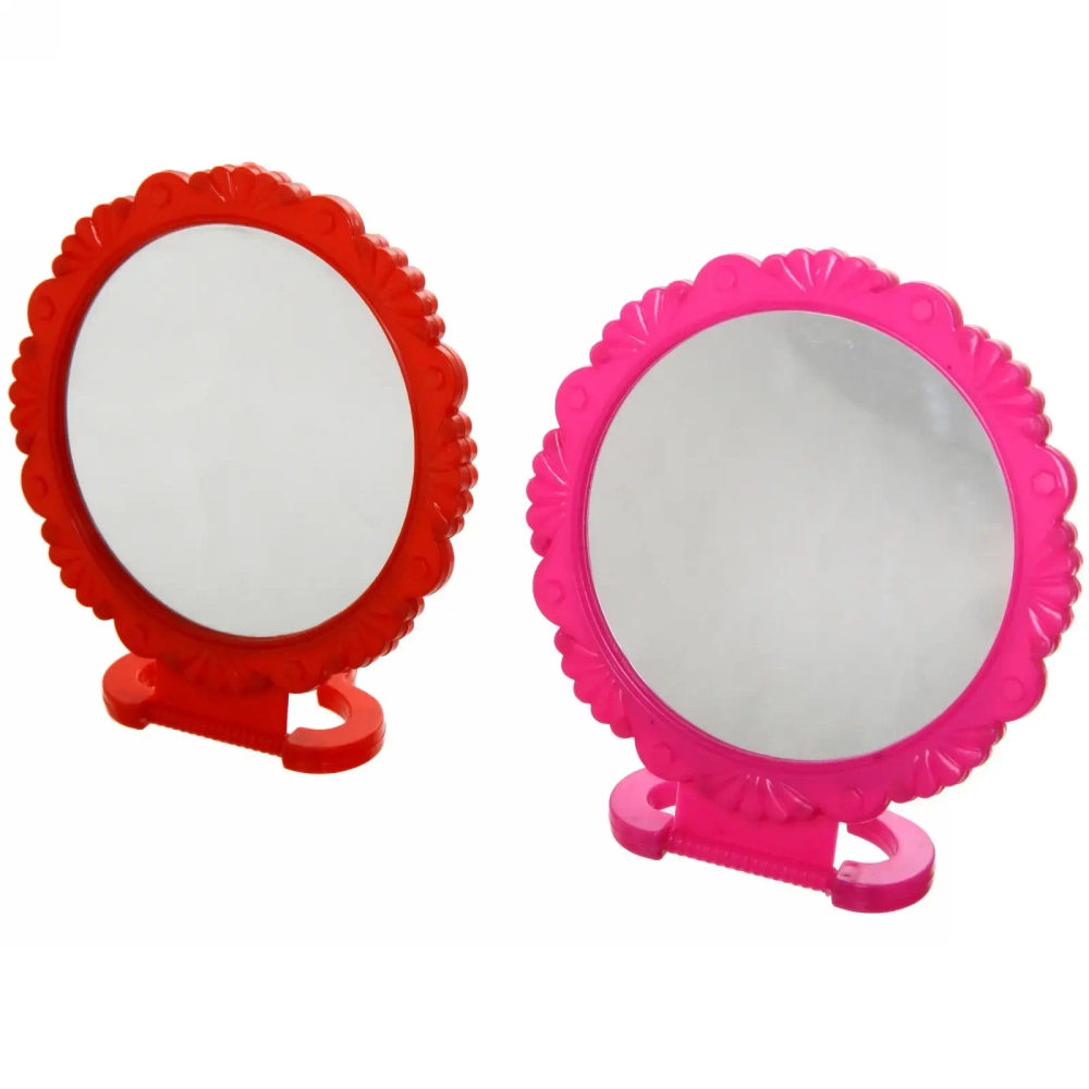 Зеркало настольное в пластиковой оправе «Резная окантовка» круг, подвесное d-17,5 см (Стикер на минивложение15шт)