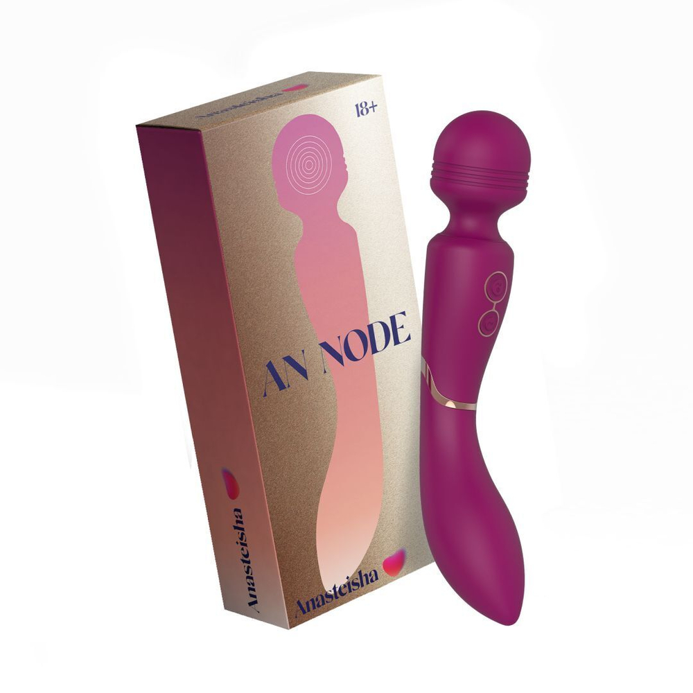 Сливовый двусторонний универсальный вибромассажер AN Node - 21 см. (Цвет: сливовый)