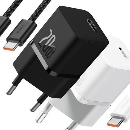Зарядное устройство Baseus GaN5 (mini) 1C 20W + Кабель USB-C - USB-C