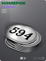 Номерок на дверь квартиры 594, для кабинета, офиса, шильдик 9 х 7 см, серебристый, Айдентика Технолоджи