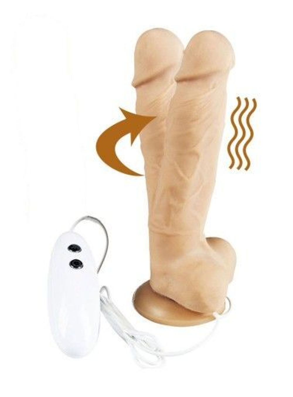 Телесный вибратор-ротатор на присоске Cesar Vibrator & Rotator - 17,5 см. (Цвет: телесный)