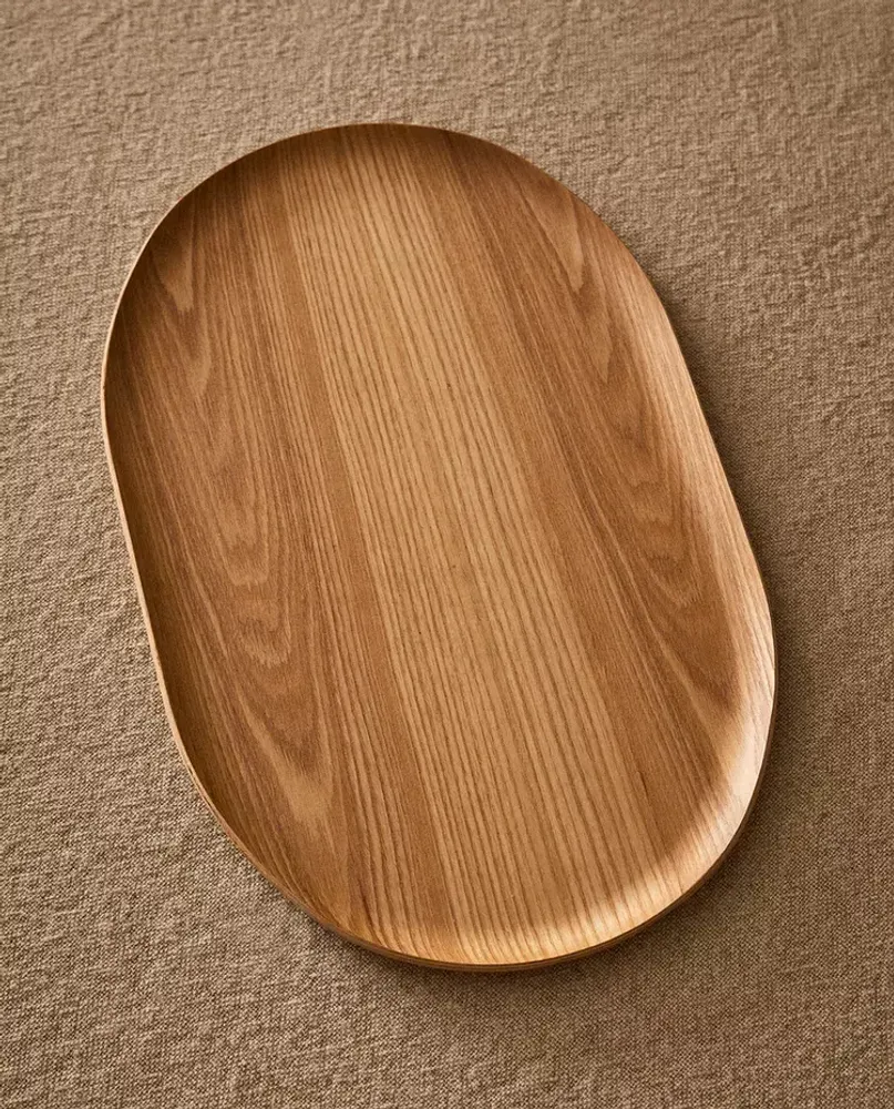ZARA HOME ОВАЛЬНЫЙ ПОДНОС ИЗ ДЕРЕВА, СВЕТЛО-БЕЖЕВЫЙ