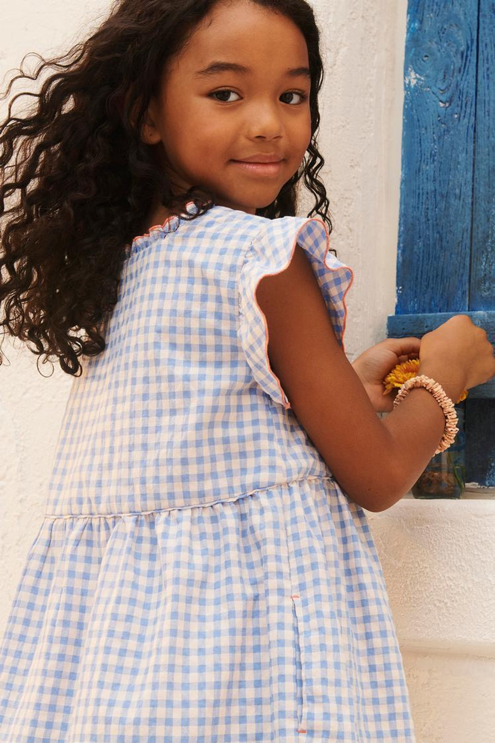 ZARA ПЛАТЬЕ В КЛЕТКУ, СВЕТЛО-ГОЛУБОЙ