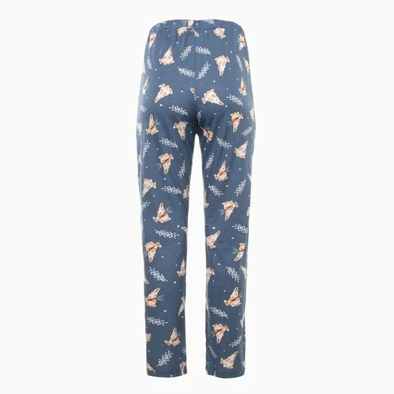 Брюки женские с принтом, цвет голубой, размер 46