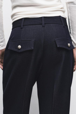 ZARA ПРЯМЫЕ БРЮКИ С ДЕКОРАТИВНОЙ СТРОЧКОЙ, ИНДИГО