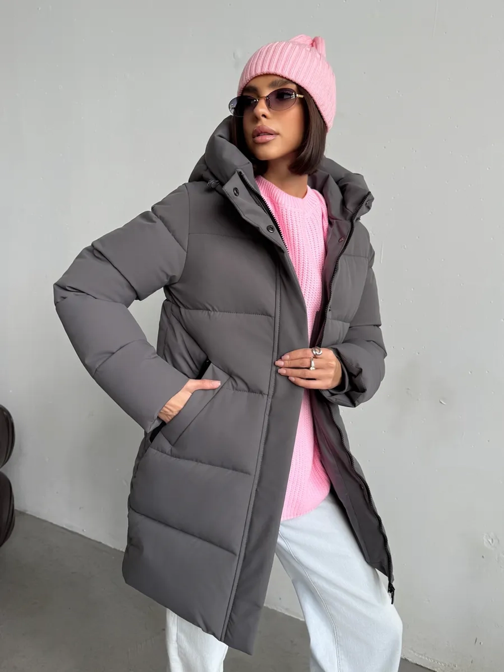 Куртка зимняя удлиненная с капюшоном