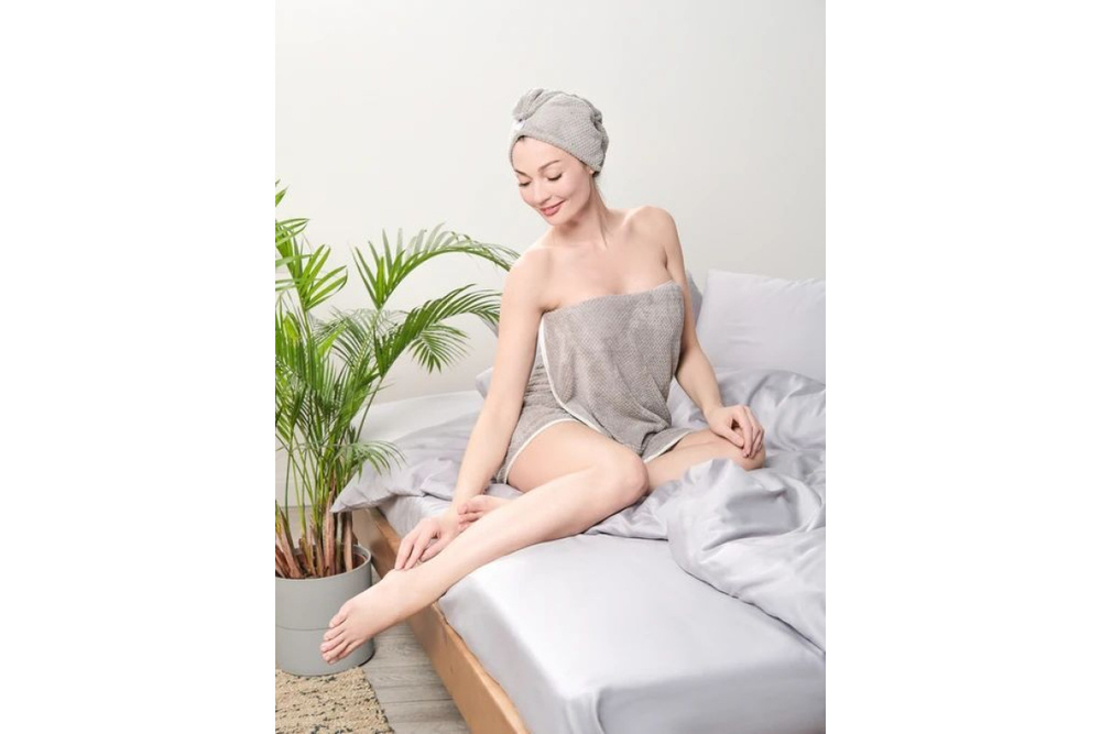 Набор полотенец Home One 25х65 (тюрбан), 70х140, микрофибра, серый